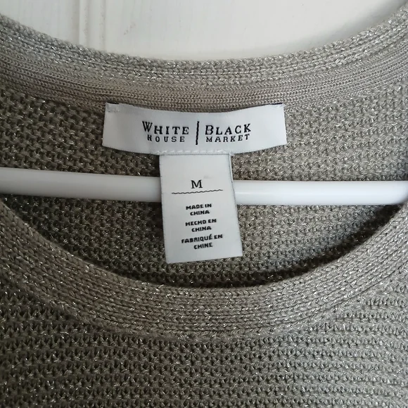 WHITE HOUSE BLACK MARKET Sage Silver Longsleeve Top, Size Medium (M) - Picture 5 of 9